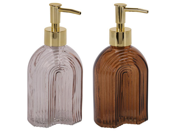 Såpedispenser glass 19cm beige,brun 2ass 