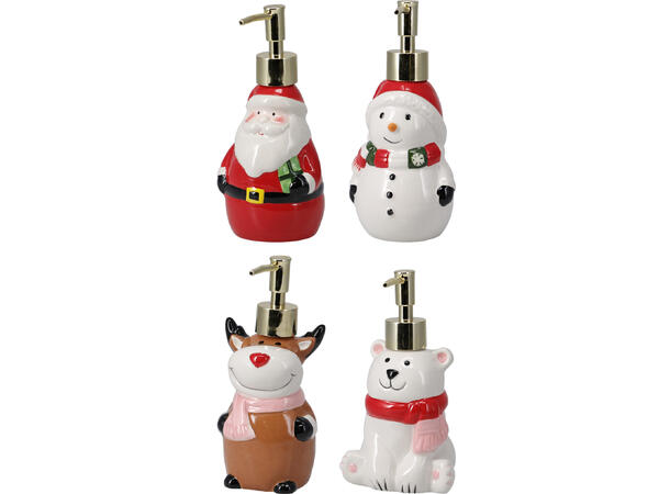 Såpepumpe jul keramikk 7,5x8,5x18cm 4ass 