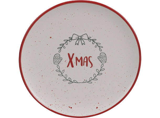 Tallerken Julekos keramikk 20cm 4ass Forpk 4stk  XMAS Juletre HOHO vott 