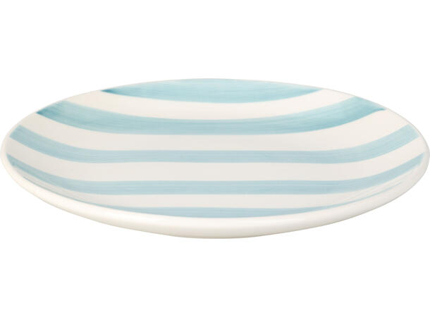 Tallerken håndmalt striper d:19cm 4ass Keramikk Vekt:310gram 