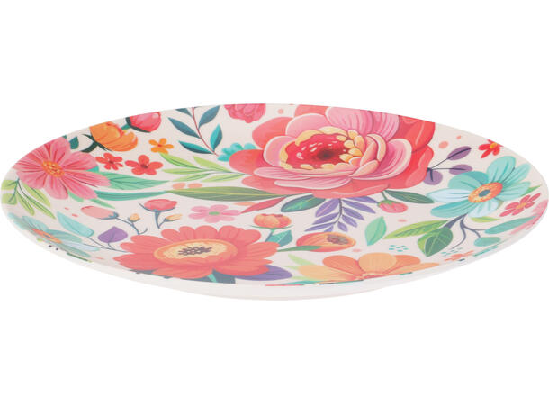 Tallerken melamin Flower Power d:25cm Display med 24 stk 