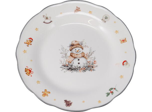 Tallerken porselen vinterjul 19cm 3ass Forpk 6stk 