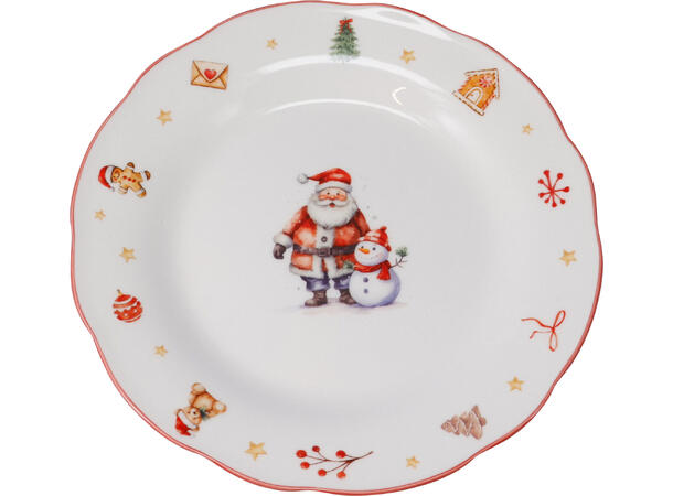 Tallerken porselen vinterjul 19cm 3ass Forpk 6stk 