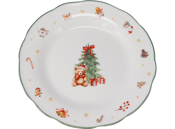 Tallerken porselen vinterjul 19cm 3ass 