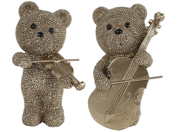 Teddybjørn glitter gull 8x12,5cm 2ass Polyresin 