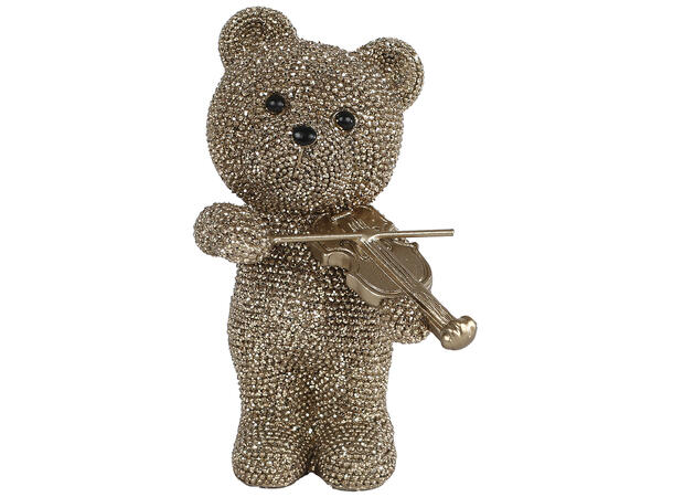 Teddybjørn glitter gull 8x12,5cm 2ass Polyresin 