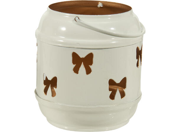 Telysholder lykt rød/hvit/gull 7,5x8,5cm 