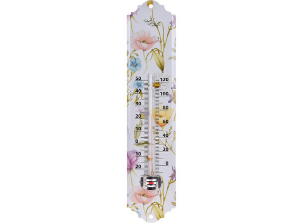 Termometer metall blomster 30x6,5cm 4ass Forpakning: 12stk 