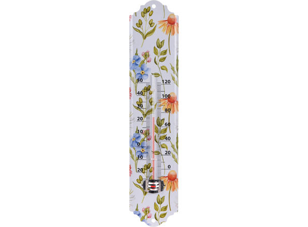 Termometer metall blomster 30x6,5cm 4ass Forpakning: 12stk 