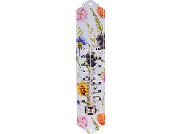 Termometer metall blomster 30x6,5cm 4ass Forpakning: 12stk 