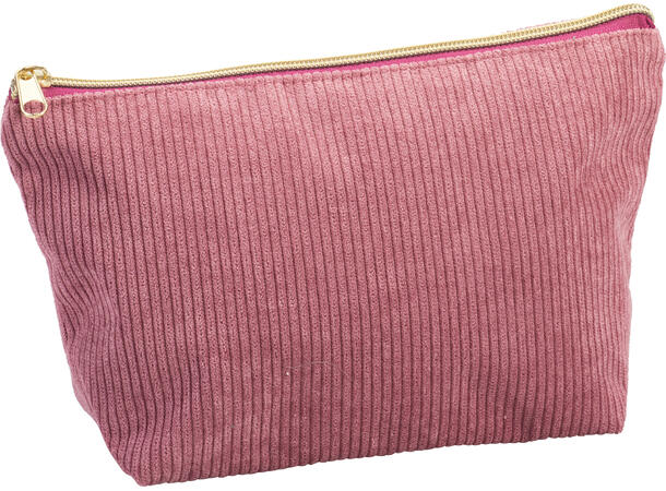 Toalettmappe kordfløyel 24x15x8cm 4ass Kordfløyel og gullfarget glidelås 
