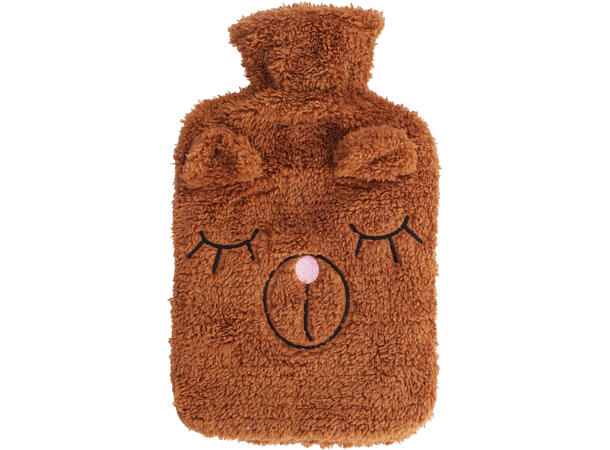 Varmeflaske barn teddy 1,75L 32cm 4ass Gummi med teddytrekk av akryl 