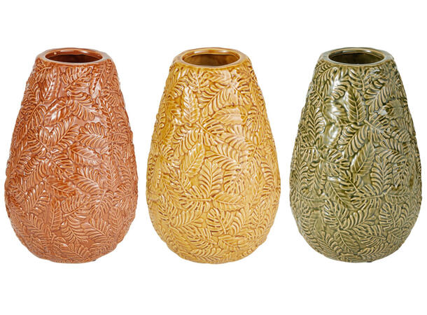 Vase høstblad keramikk 27,5cm 3ass 