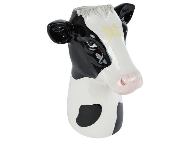 Vase ku sort/hvit keramikk 18x16,5x24cmx Forpakning: 6stk 