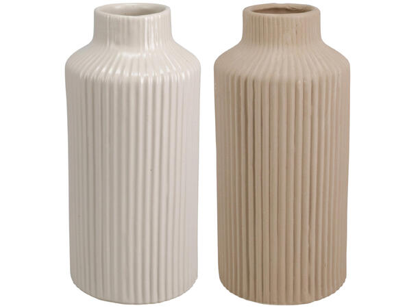 Vase stripet porselen 12x25cm 2ass 
