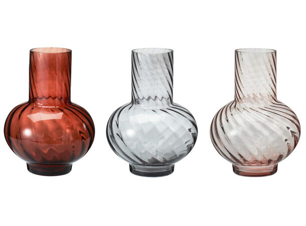 Vase vridd glass amber/brun/grå 17x23cm 