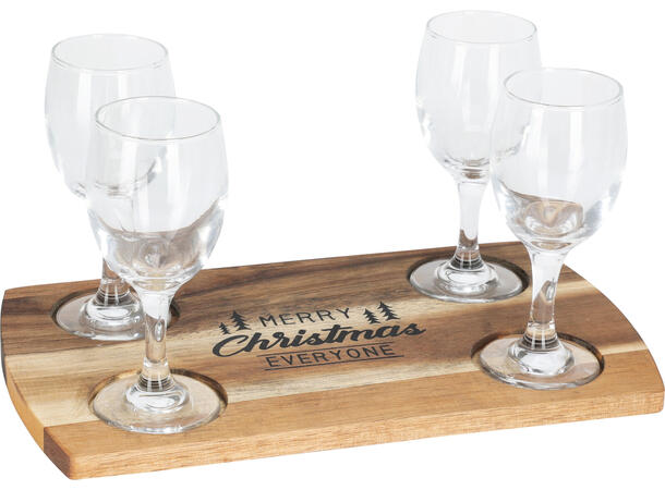 Whiskey glass 4stk m/treplate 200ml Fat:29x17cm Glass:6,6x12,5cm 