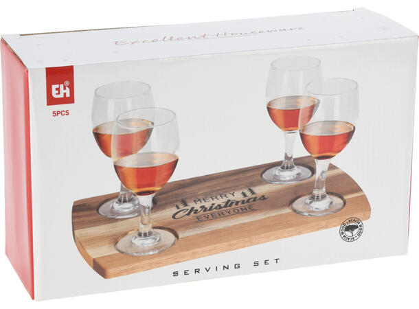 Whiskey glass 4stk m/treplate 200ml Fat:29x17cm Glass:6,6x12,5cm 