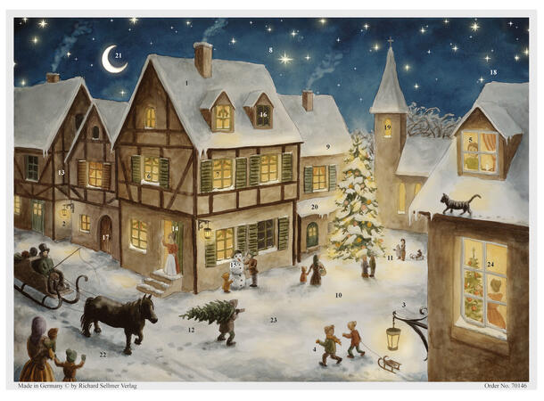 Adventskalender Julekveld i by 27x36,5cm 