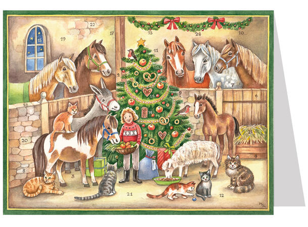 Adventskalender Postkort Antikk 50stk Display med 50stk 