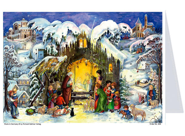 Adventskalender Postkort Antikk 50stk Display med 50stk 