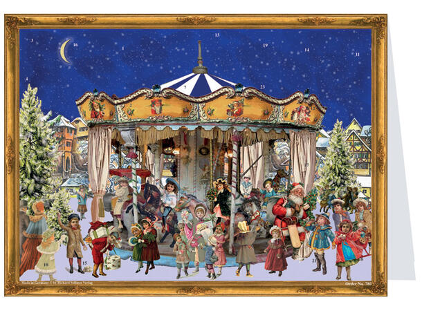 Adventskalender Postkort Antikk 50stk Display med 50stk 