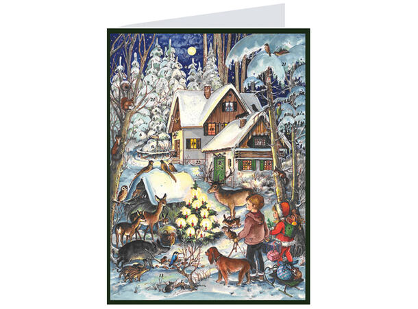 Adventskalender Postkort Antikk 50stk Display med 50stk 