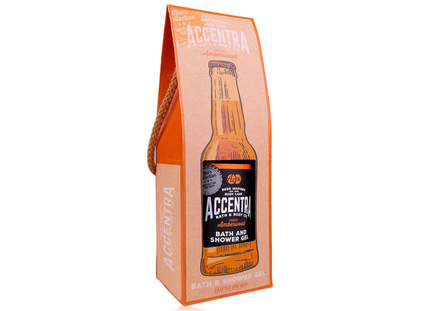 Bade og dusjsåpe 360ml Gaveeske ølflaske Amberwood Vegansk Uten parabener/SLES 