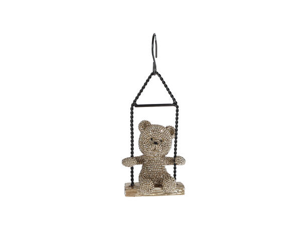 Bamse på huske gull med glitter 5x4x12cm 