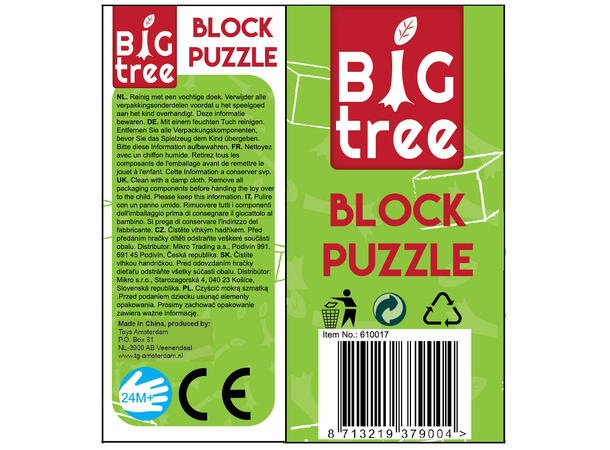 Big Tree Klosse puzzel FSC tre 10x10x5cm 