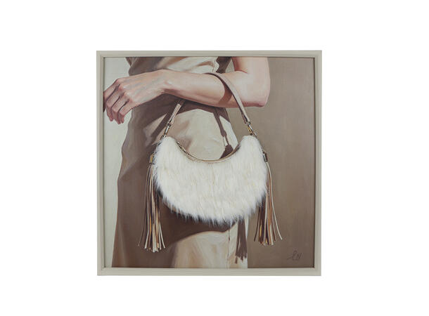 Bilde med kunstpels beige lerret 60x60cm 