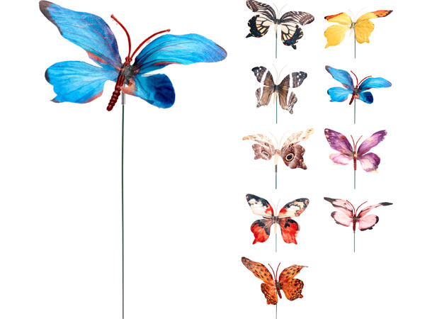 Blomsterpinne sommerfugl 30cm 9ass Display med 30stk 