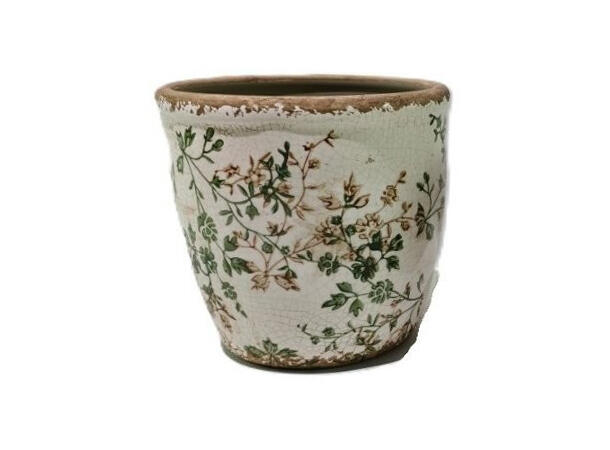 Blomsterpotte blomstret keramikk 16x15cm 
