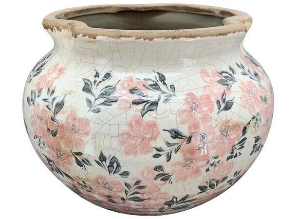 Blomsterpotte blomstret keramikk 23x16cm 