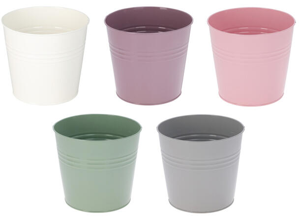 Blomsterpotte galvani. jern 17x15cm 5ass Vekt. 190g 