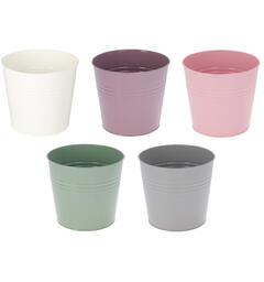 Blomsterpotte galvani. jern 17x15cm 5ass Forpk 25stk Vekt 190gr