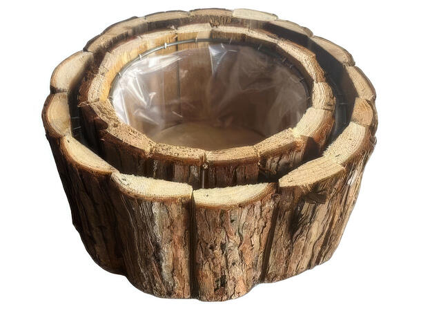 Blomsterpotte tre m/plast 24x24x11cm s/3 24x24x11cm 18x18x10,5 cm 