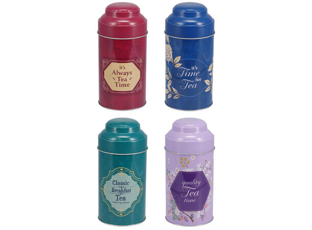 Boks Teboks metall rund 8,5x17,5cm 4ass Forpakning: 24stk 