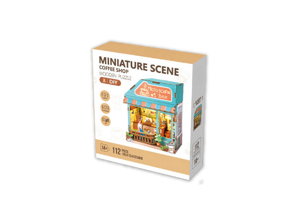 Book Nook minihus Kafe 112 deler Med Led-lys, uten batteri 