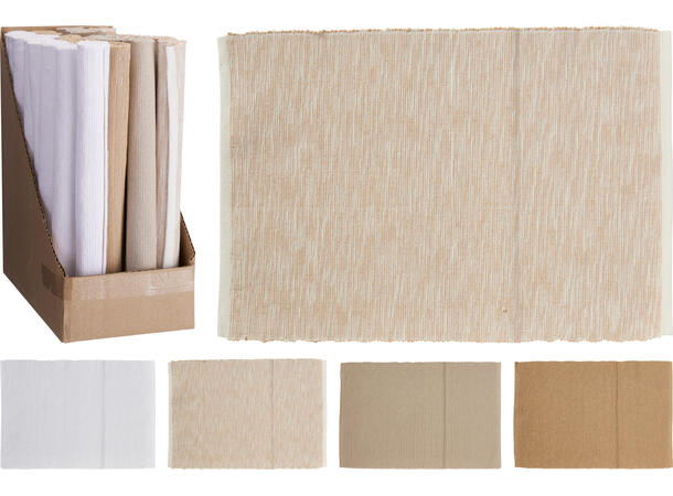 Bordbrikke bomull vevd 45x30cm 4ass Display med 36 stk 