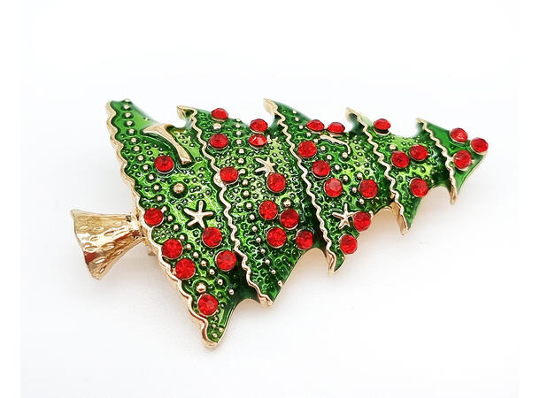 Brosje Juletre metall i gaveeske Sink uten kadmium, nikkel, bly 