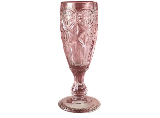 Champagneglass rosa mønstret glass 19cm Verrerie 