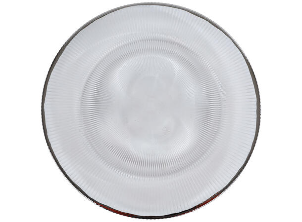 Dekketallerken lysfat sølv glass 33cm Forpakning 4stk 