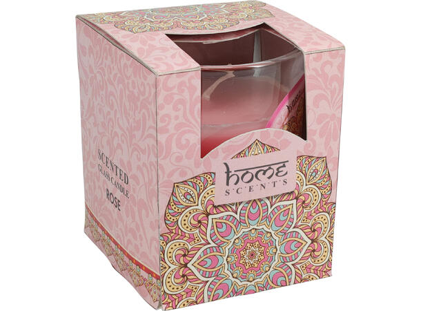 Duftlys glass 74x74x81mm, 6 dufter Display 24stk 