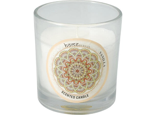 Duftlys glass 74x74x81mm, 6 dufter Display 24stk 
