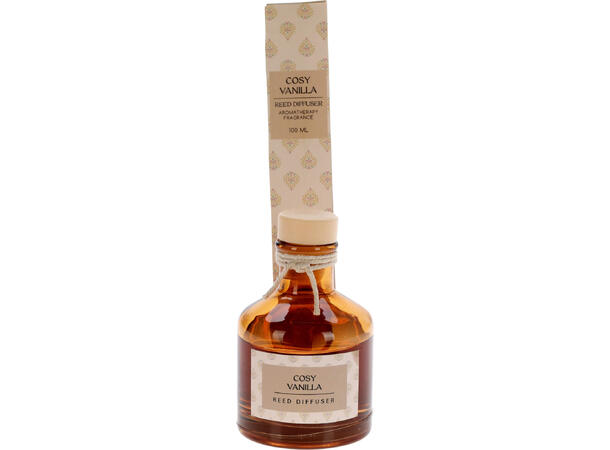 Duftolje 100ml farget glass 9,5 cm 4ass Størrelse med pinner: 7x7x23 cm 