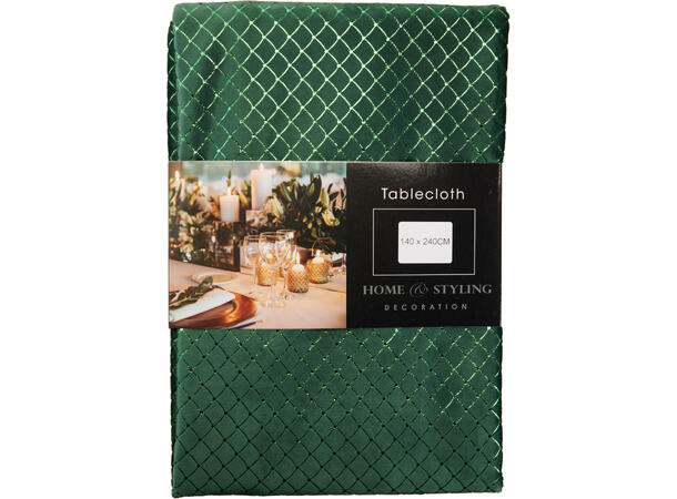 Duk grønn diamantprint fløyel 140x240cm Velurpolyester 