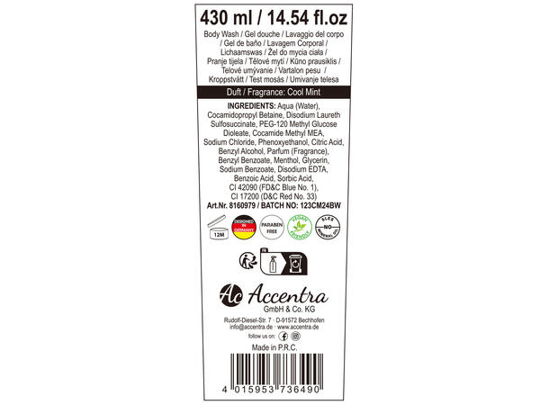 Dusjsåpe 430ml 2ass Forpk 6stk Vegansk Uten parabener/SLES 