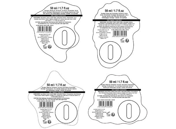 Dusjsåpe Fra havet 50ml Sjøduft 4ass Display 24st Vegansk Uten parabener/SLES 
