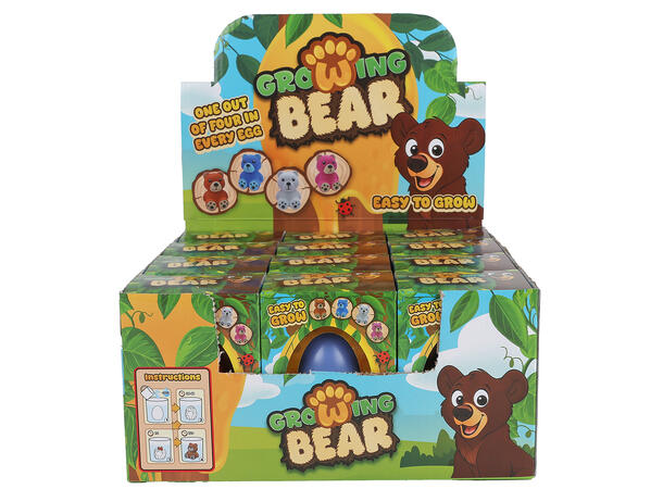Egg med voksende bamse 6cm 4ass Display 12 stk 